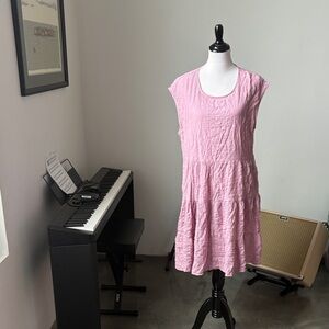 KNOX ROSE pink Cap Sleeve Tiered Cotton Dress